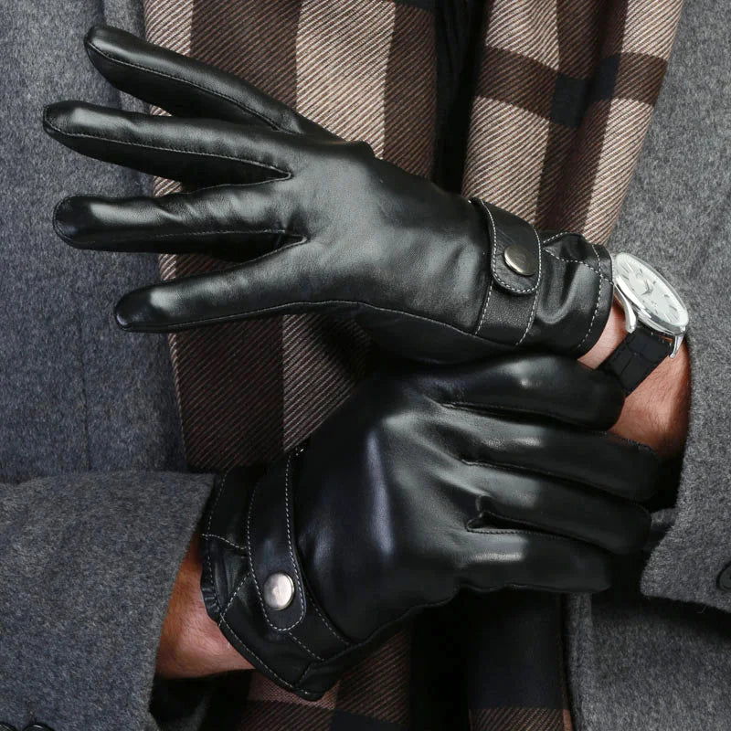 Stylish Thermal Sheepskin Glove Wool Lining Leather Gloves in Winter