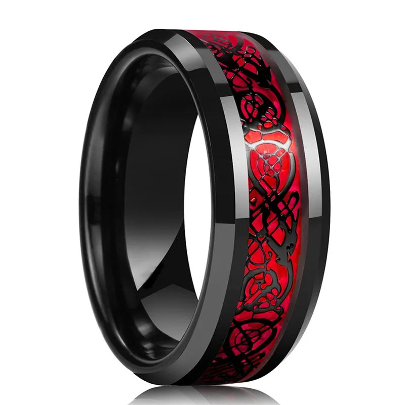 Classic Men Stainless Steel Black Plating Carbide Celtic Dragon Rings