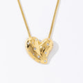 New Arrival Chunky 18k Gold Plated Stainless Steel White Zircon Heart Pendant Necklace