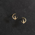 14K Gold Plating Simple Trendy Design Moon and cat Earrings