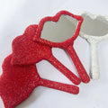 Custom Make up Mirror Luxury Heart Shiny Diamond Cosmetic Mirror Handheld Bling Diamond Rhinestone Lash Mirror for Beauty