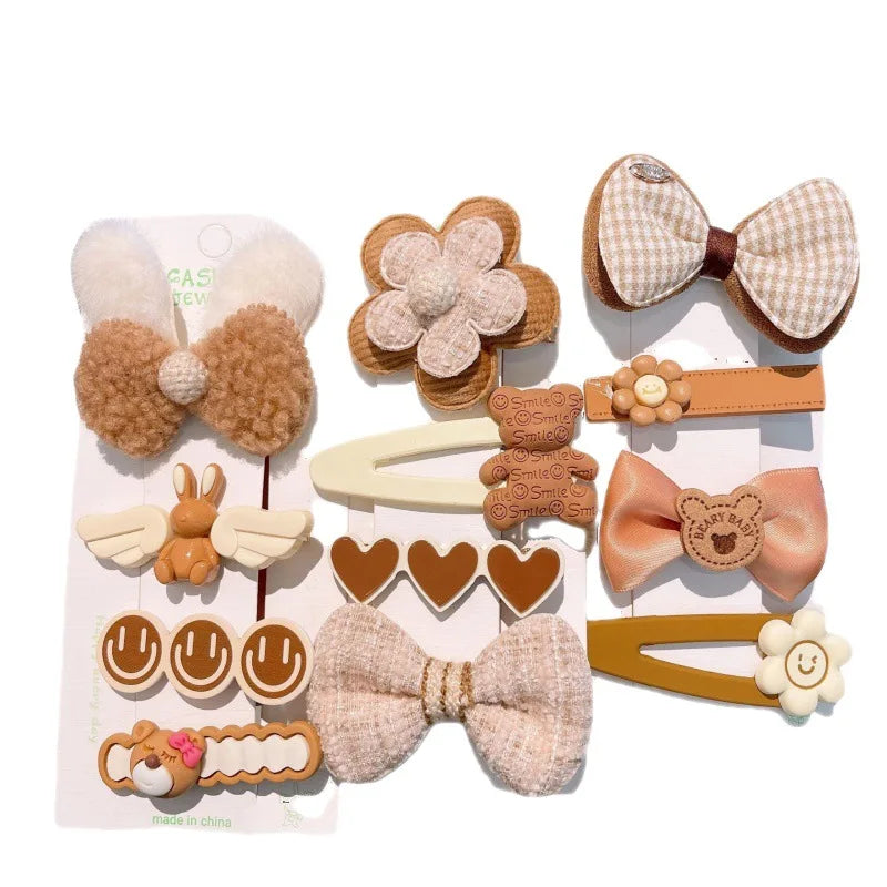 Wholesale Children's Sweet Fabric Milk Coffee Color Bear Hairpin Autumn/Winter Series Hair Clip
