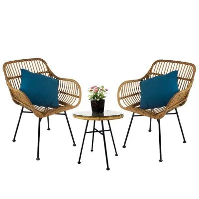 OEM CHINA Modern Design Woven Wicker Stacking Leisure Patio Rattan Table Chair Set for Home Hotel Restaurant Metal Furniture