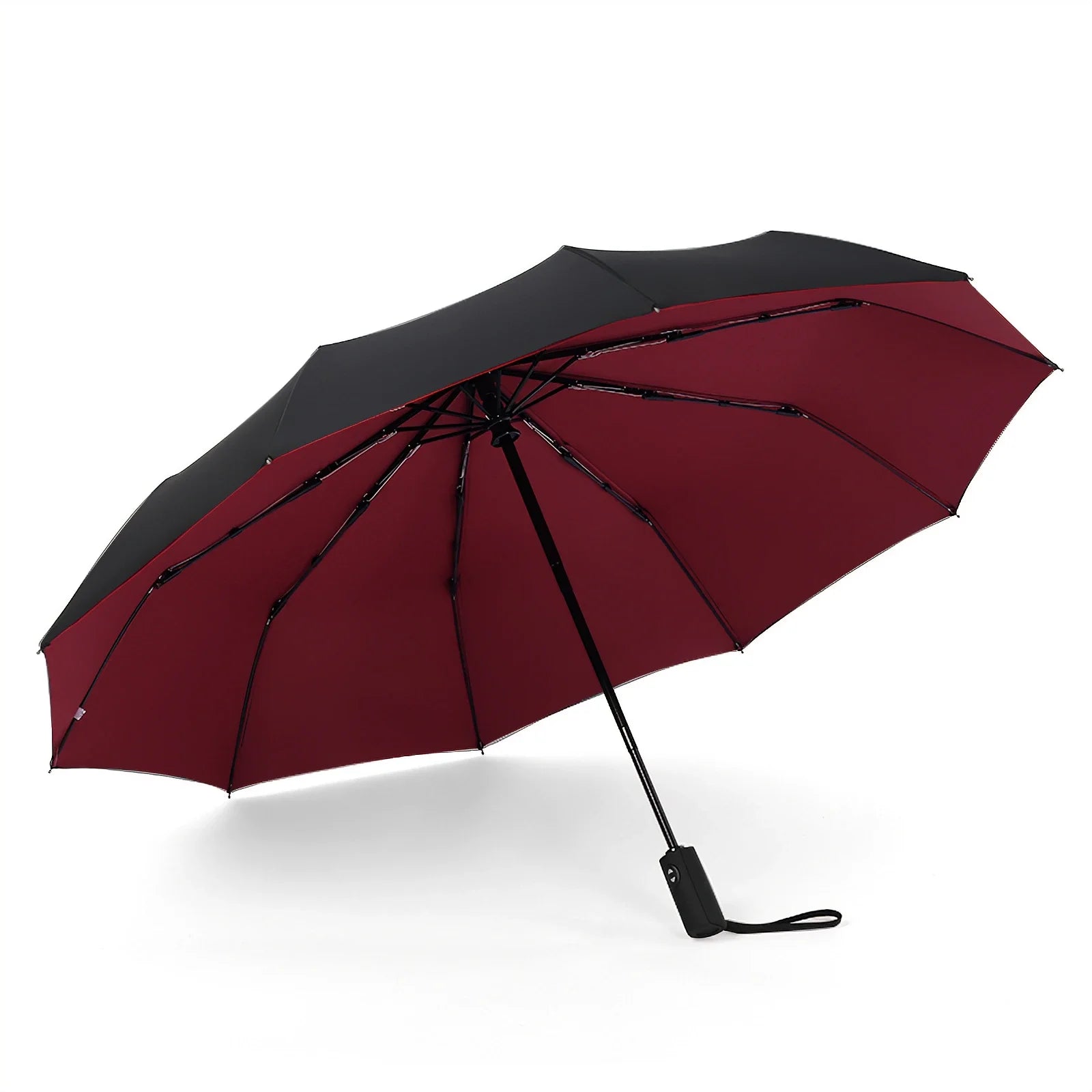 Custom LOGO Fully Automatic 10k  Strong Windproof Sunny Rain  Folding Double Layer Traditional Folding Umbrella