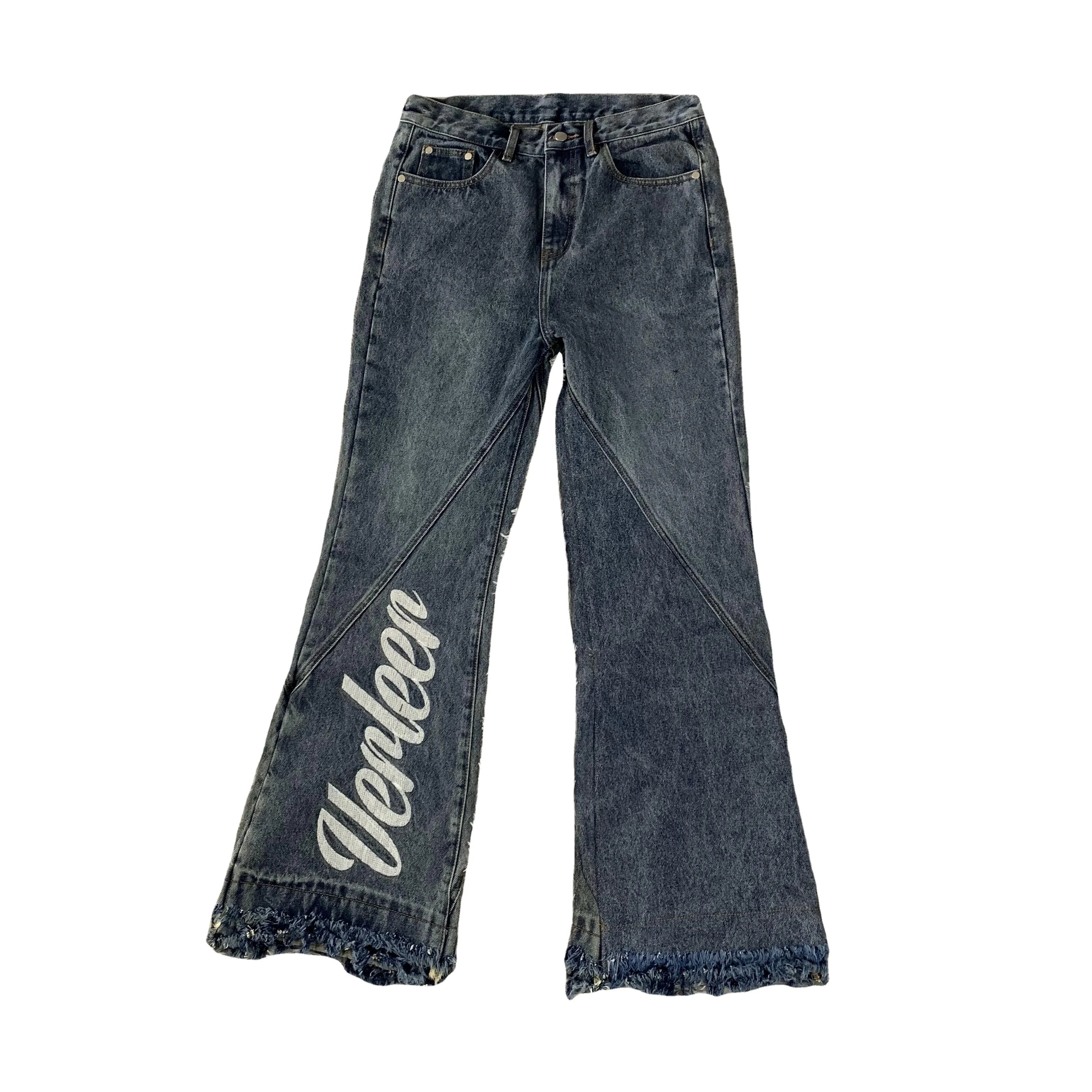DENIMGUYS Custom Flared Jeans Men America Street Style Y2k Vintage Washed Denim Bellbottom Pants