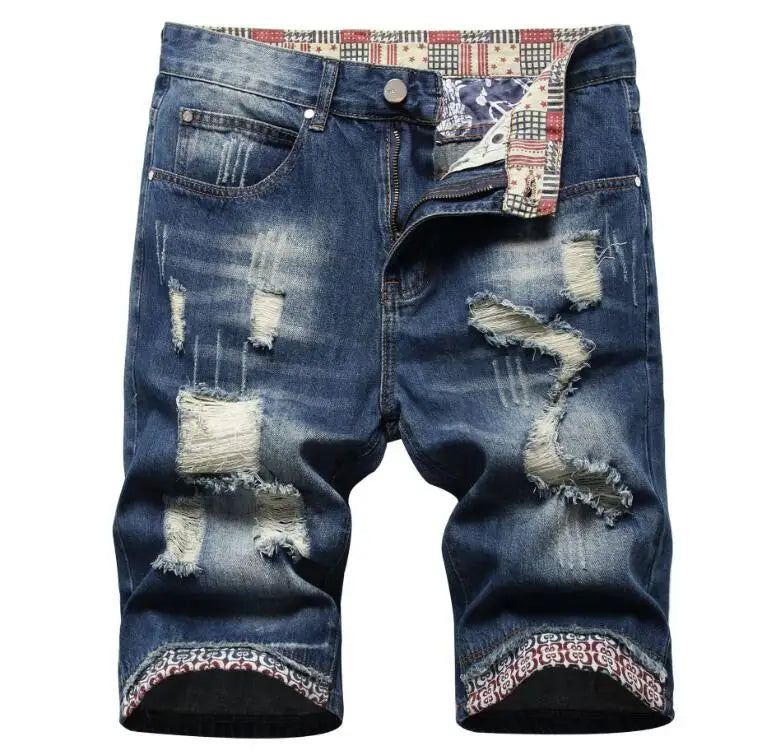 New Hot Jeans Shorts Men's Summer Stretch Denim Pants Boys Short Pants Young Jeans Fit Skinny Breathable Five Trousers