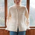 Knitwear Manufacturer Custom Tweed Cardigan Ladies Fashion Button Knit Alpaca Wool Crewneck Cardigan Sweater for Women