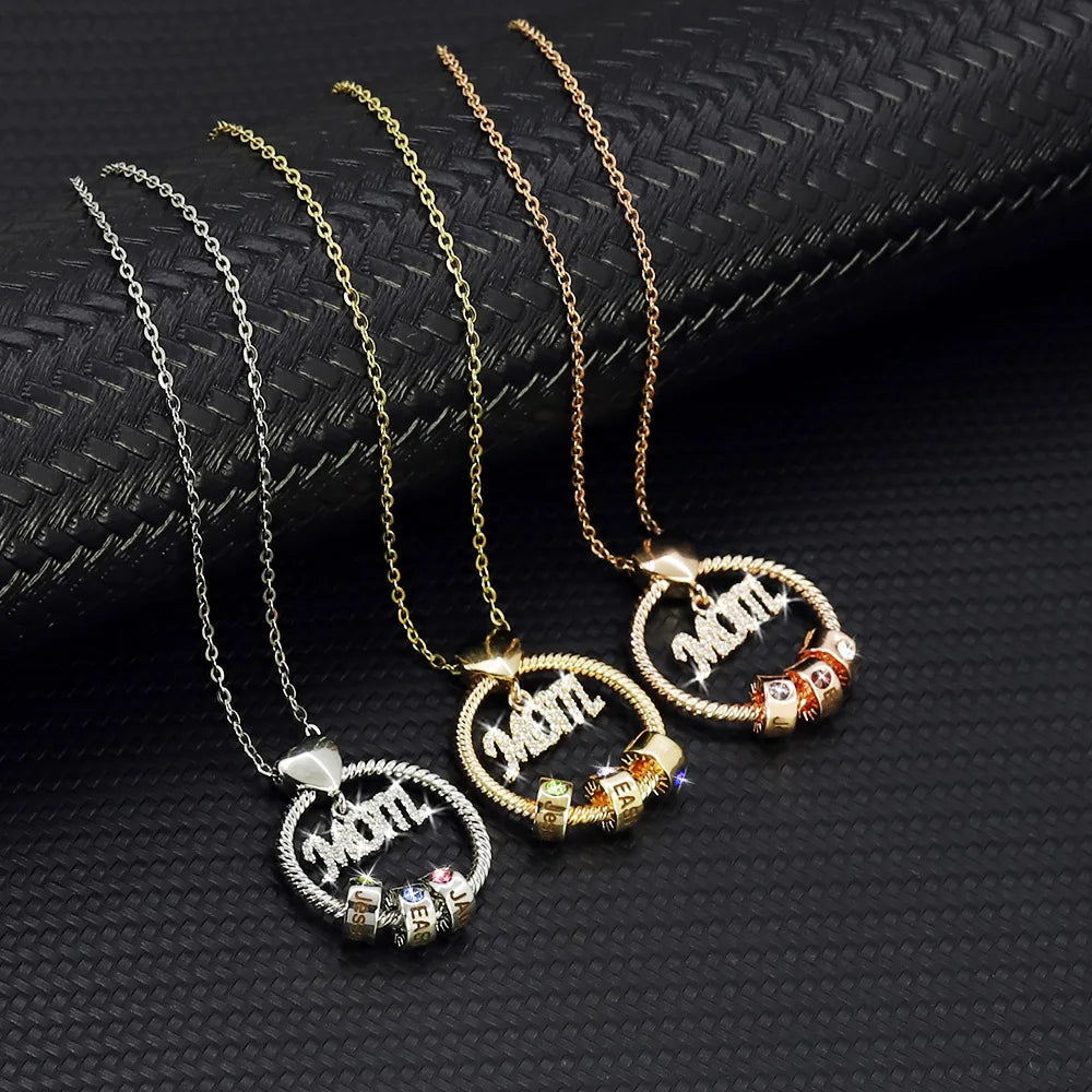 Engrave Personalized Name Zircon Necklace Customized Fashionable Unique Jewelry Necklaces for MOM
