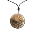 Wholesale Bling  Bee with Honeycomb Round Dangling Pendant Honeycomb Black Wax Cord Pendant Birthday Gift