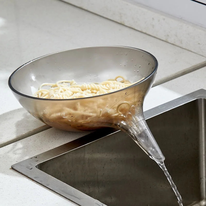 Kitchen Fruit Plate Drain Basket Spout Creative Fruit Washing Storage Organization Drain Basket Bowl Funnel Food Kitchen