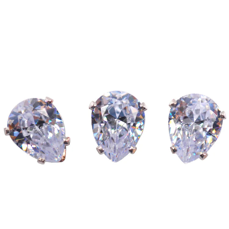 Hisenlee 5X7MM Crystal Clear Drop Shape 3D Cubic Zirconia Silver Single Claw Set 50pcs/bag DIY Crystal Stone for Shoes Hats
