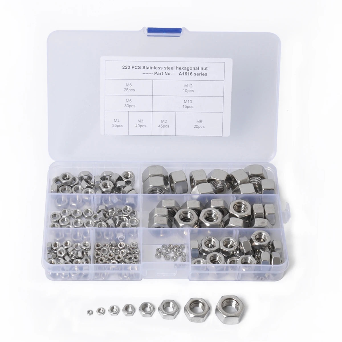 220pcs Stainless Steel Hex Nuts Assortment Kit DIN934 M2-M12-Wholesale Price at BAJUTU for Cars Boat Home EbayWish Hot Seller