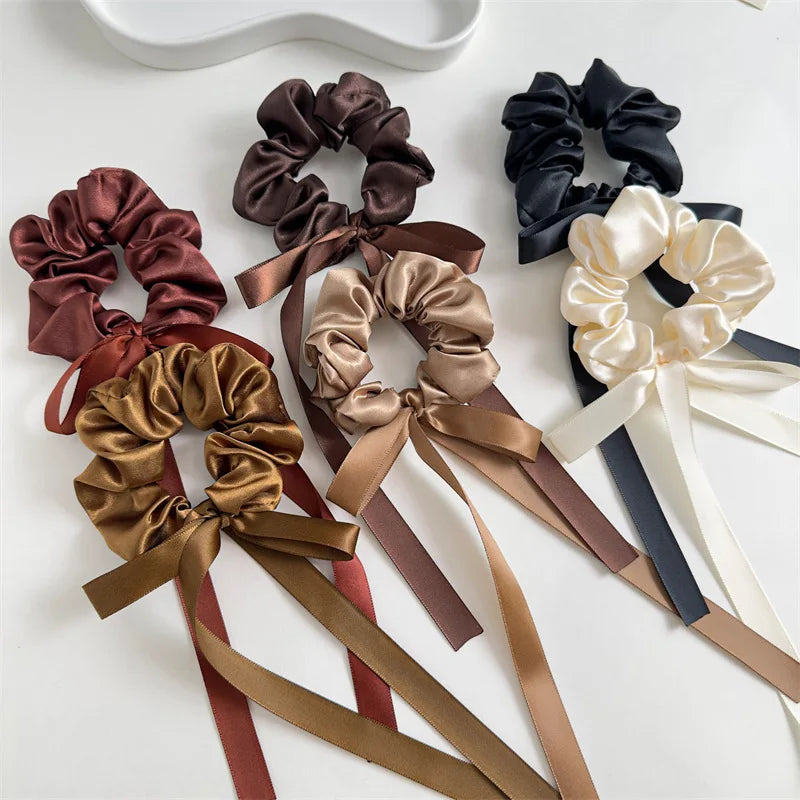 Luxury Scrunchies Fashion Satin Scrunchie Silk Like Polyester Satin Scarves Scrunchies Hair Ties