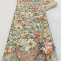 Pink Embroidery French Tulle Lace Fabric Sequin 100% Polyester Eco-Friendly 5 Yards Floral Pattern