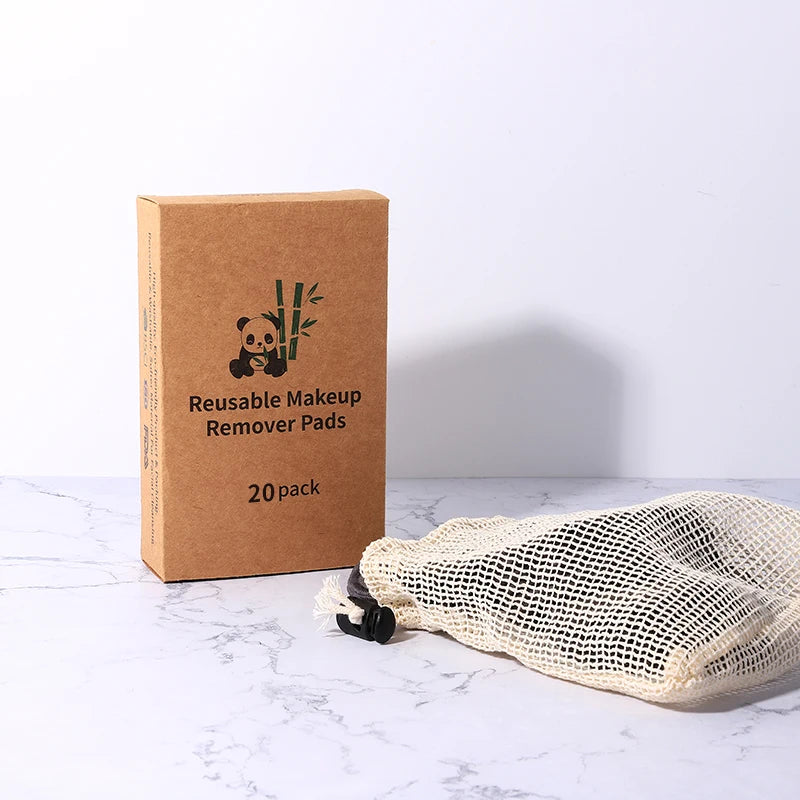 Reusable Facial Cleansing Remover Makeup Soft Absorbent Bamboo Charcoal Cotton Pads 8cm Diameter with Box