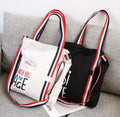 Fashionable Women's Organic Cotton Canvas Tote Bag Lady Girl School Shoulder Bag with Zipper Pocket Stock Available