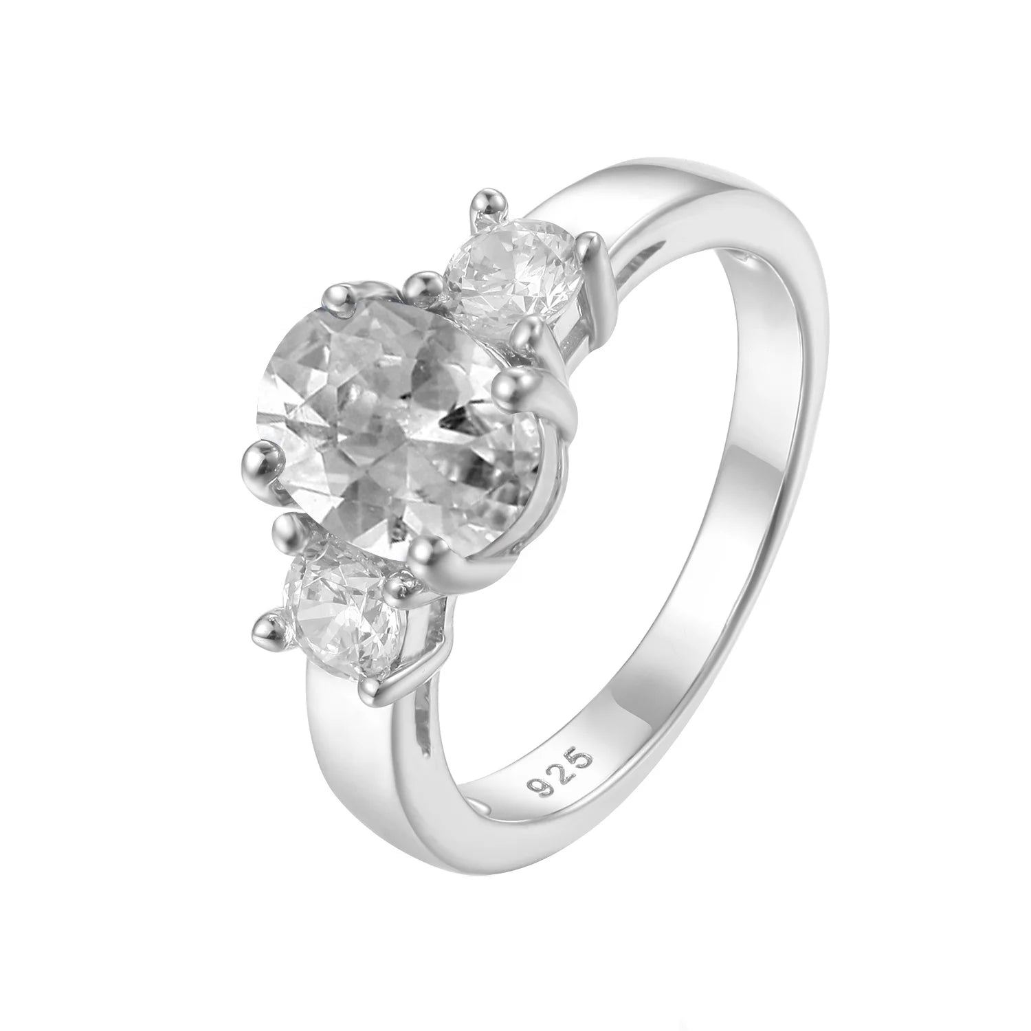 Abiding Jewelry New Arrivals Fashion Rings Jewelry Women 925 Sterling Silver White Cubic Zirconia Three-Stone Rings