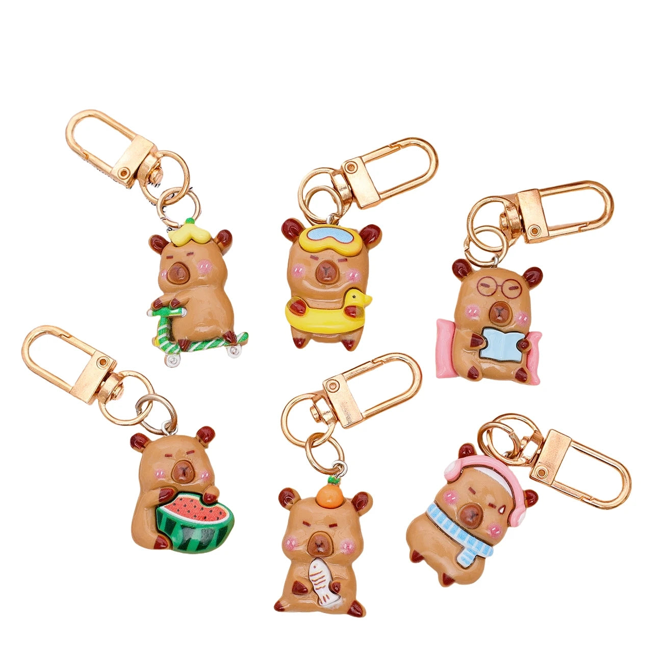 Cartoon Capybara Keychain Capybara Hug Turtle Doll Keyrings Women Car Bag Pendant Gifts Jewelry Cute Funny Animal Resin Keychain
