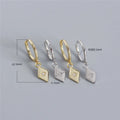 SP 2021 Luxury French Style S925 Sterling Silver Made Zirconia Rhombus Shape Hoop Earrings