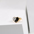 Joolim Jewelry Wholesale High End PVD Fashion Dainty Black&White Checkerboard Enamel Inlay Stainless Steel Ring for Women