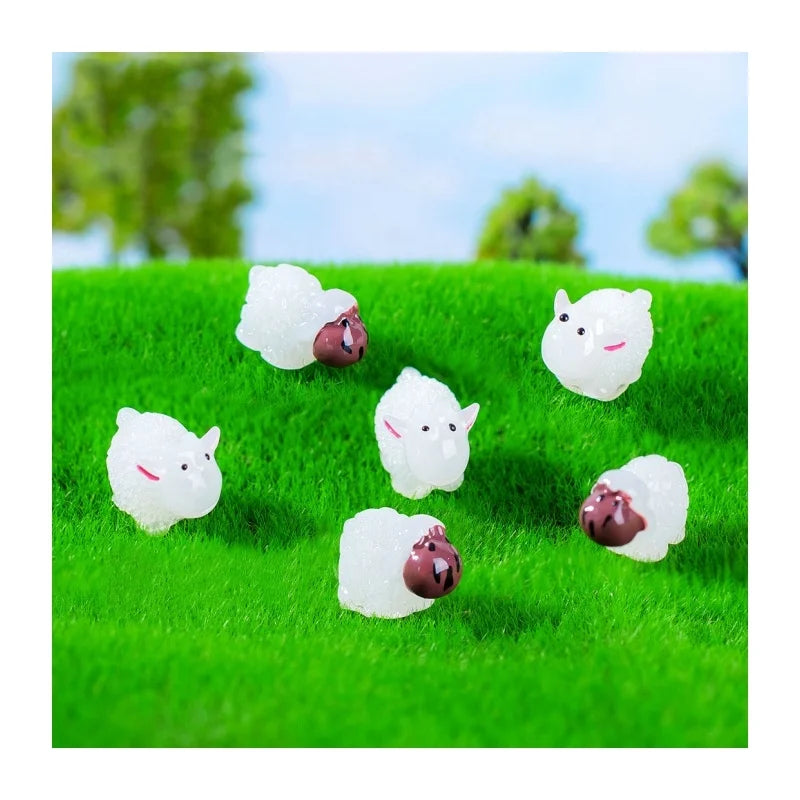 New Design Luminous Miniature Sheep Figures Glowing in the Dark Sheep Mini Garden Herd of Sheep Moss Micro Landscape Decoration