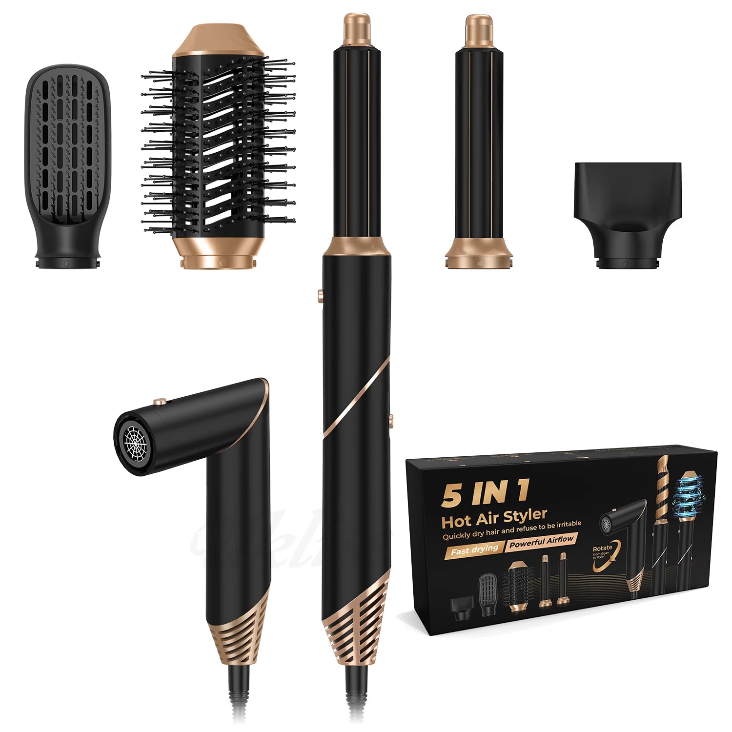 Dropship 5 in 1 High Speed Hair Dryer with Comb Air Styler Curler Multifunction Fold Ionic Hair Dryer Brush