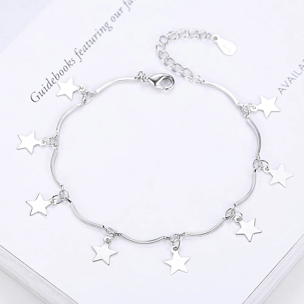 Custom Bulk Women Jewelry Bracelet Wholesale Girl Adjustable Brass Link Chain Small Star Charm Bracelet
