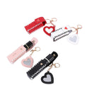 Lipstick Organizer Keychain with Mirror PU Leather Lipstick Cover Key Chain Holder Heart Makeup Mirror Pendant Lipstick Keychain