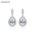 LUOTEEMI Classic Tear Drop 3A Cubic Zirconia Lady Party Jewelry Water Dop Fashion Bride Wedding Earrings