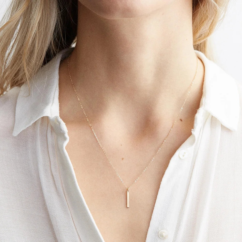 EManco Adjustable Chain Vertical Horizontal Bar Necklace for Women Stainless Steel Jewelry Minimalist style
