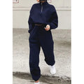 Custom Casual Crop Top Two Piece Half Zipper Sweatshirt Hoodies Pants Set Woman Comfy Cotton 2 Piece Hoodie Set for Women