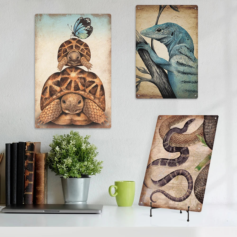 Wholesale Cold Blooded Metal Printing Sign Vintage Tortoise Tin Sign Retro Farmhouse Wall Decoration