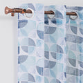 Blue Geometric Pattern Printed Sheer Tulle Curtains Modern Style Customizable Flame Retardant Factory Home Living Room Valances