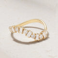 LOZRUNVE Sterling Silver 925 18k Gold Stacked  Baguette Diamond Half Eternity Wave Ring Women