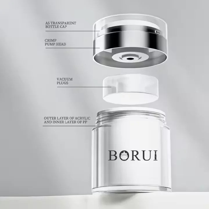 White Lid Airless Pump Jar Luxury Acrylic 15g/30g/50g Refillable Cosmetic Cream & Lotion for Personal Care Skin Care