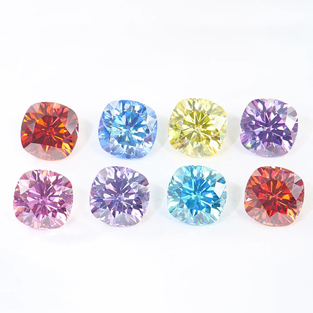Wholesale Loose Moissanite Cushion Shape Moissanite Diamond Colorful Synthetic Moissanite Diamond Manufacturer