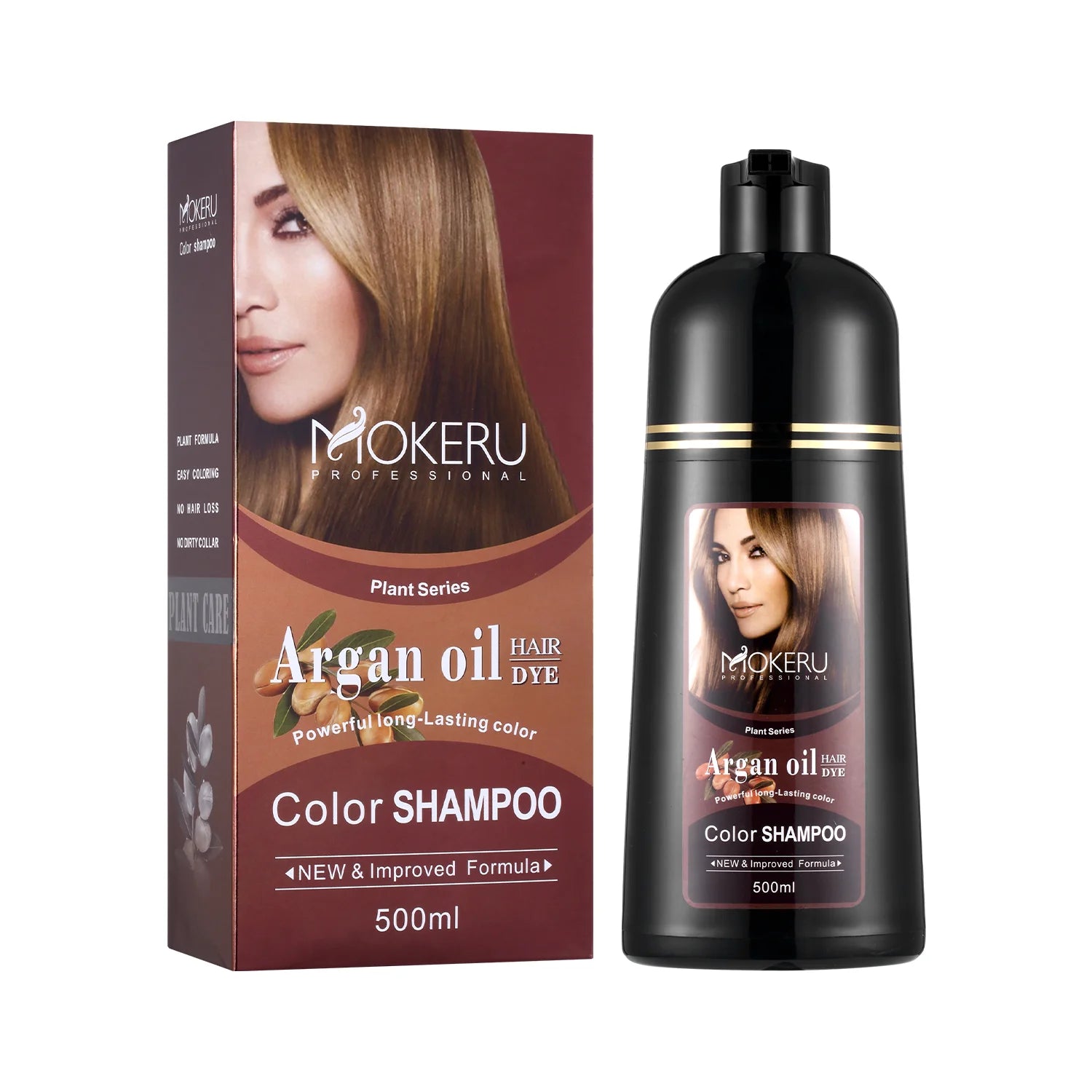 Argan Oil Noni Plant Extract Speedy Natural Hair Brown Color Dye Coloring Shampoo Hair Product to Wash and Protect Your Hair