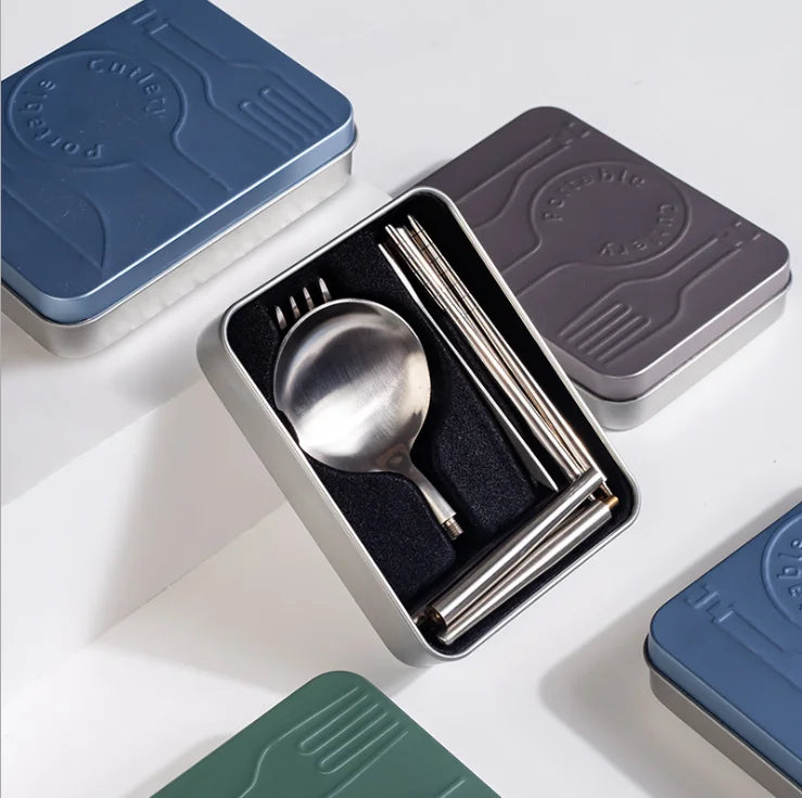 Detachable Gold Matte Cutlery Pocket-Sized Travel Portable Foldable Detachable Cutlery Set with Case