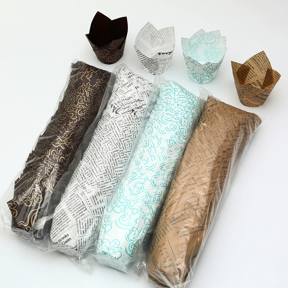 Hot Selling 2026 Good Quality Solid Color Tulip Paper Cup Baking Cupcake Paper Tulip Cupcakes