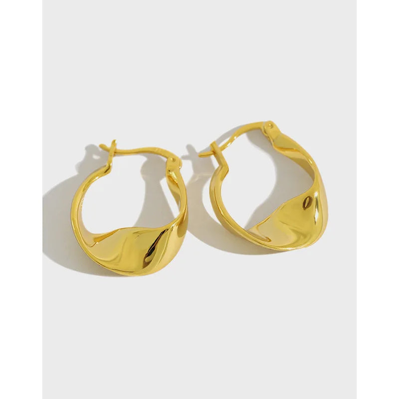 Fashion Jewelry 18K Gold Plated 925 Sterling Silver Twisted Hoop Earrings for Women Gifts for Girlfriend Sister Daughter