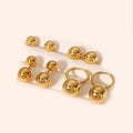 Classic Vintage Fashion Jewelry Stud Earrings18K PVD Gold Plated Round Ball Tarnish Free Waterproof Earrings Studs Set
