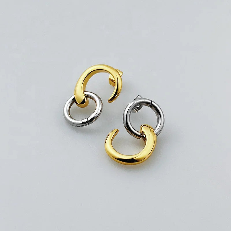 Original Design 18K Gold Plated Brass Jewelry Piercing Round Ear Stud for Women Mix Color Accessories Earrings E221401