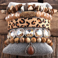 Women Gift Fashion Boho Jewelry Natural Chip Stone Bracelet Horsetail Bling Crystal Bracelet Stack Bracelets Sets