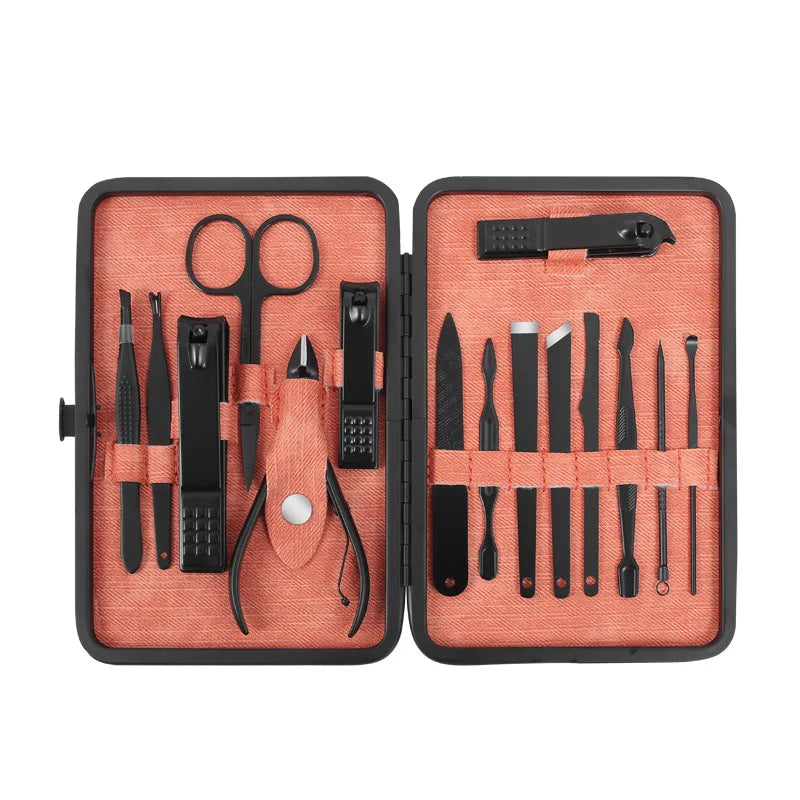 15 in 1 Luxury Business Manicure Gifts Manicure Set Carbon Steel Nail Clippers Pedicure Kit  for Men