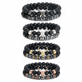 Black Matte Onyx Bead Bracelets for Men Charm Black Bull Ox Head Chakras Aromatherapy Essential Oil Gemstone Jewelry