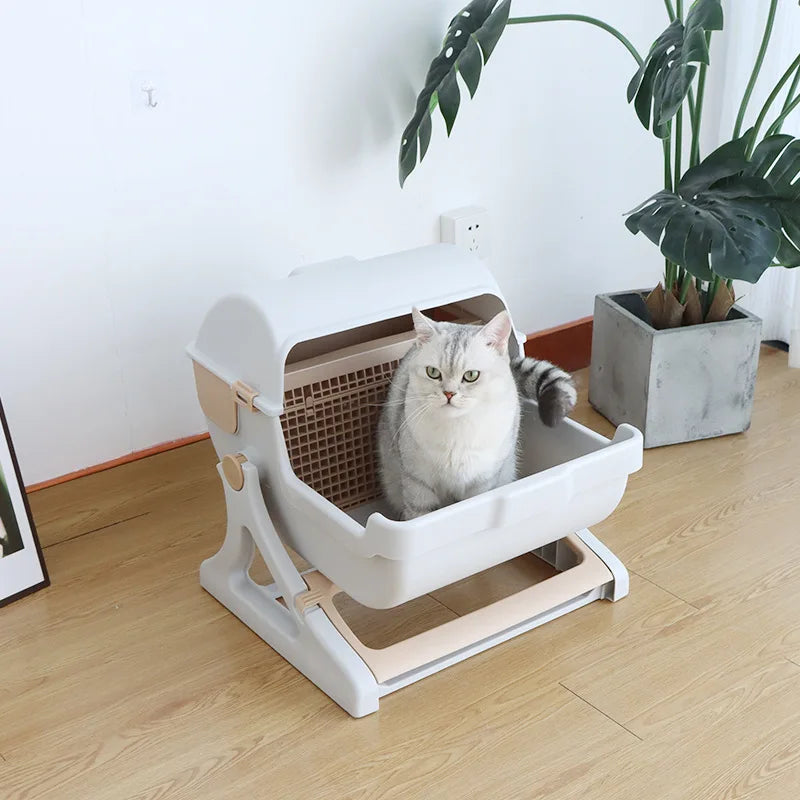 Lazy Cat Litter Box Large Semi-automatic Cat Four Season Universal Semi Closed Pet Toilet