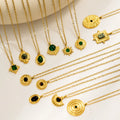 Tendencias 18K Gold Plated Stainless Steel Necklace with Emerald Cut Green Gemstone Unique Summer Jewelry Design