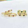 RM1462 Fashion Dainty 18K Gold Plated Over Brass CZ Cubic Zirconia Paved Love Heart Rings for Ladies