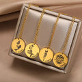 New Stainless Steel 12 Zodiac Sign Round Pendant Necklace Titanium Steel December Zodiac Necklace Scorpio