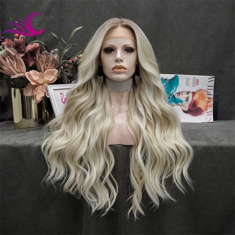 Celebrity T Part Blond Highlight Premium Synthetic Wigs Futura Heat Resistant Synthetic Hair Wigs for Daily Wearing